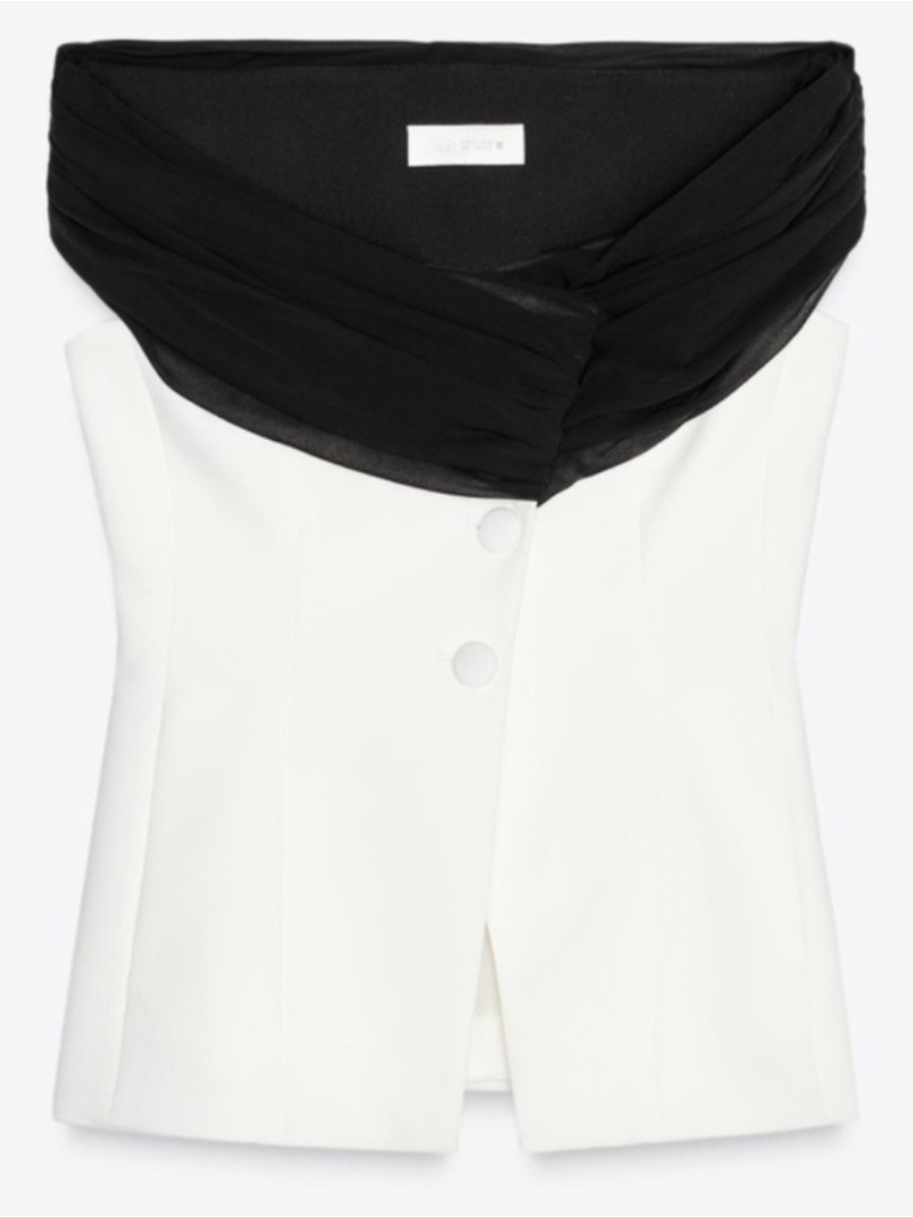 Zara Off-Shoulder Black & White Blazer Top